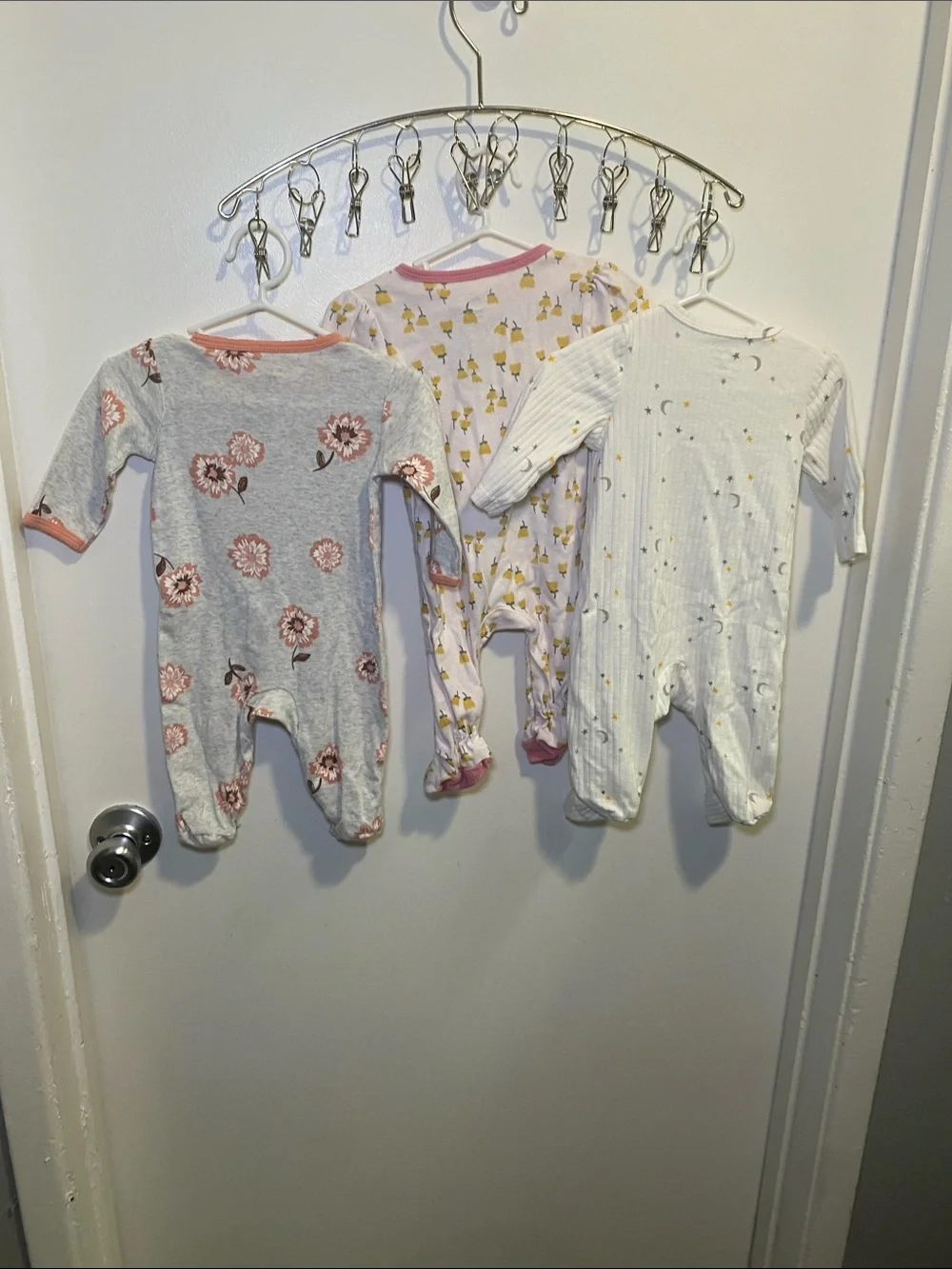 Carter's & Cloud Island Pink, Gray & White Floral and Print Footed One-Piece Set